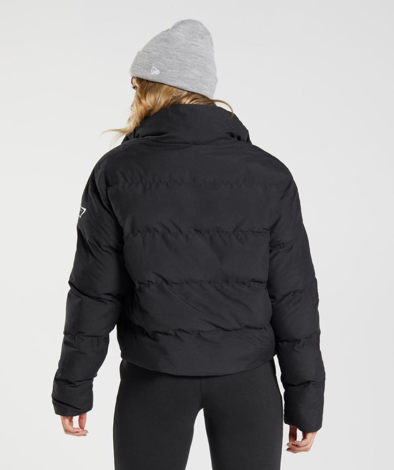 Women's Gymshark Puffer Jackets Black | NZ 6ATVIC